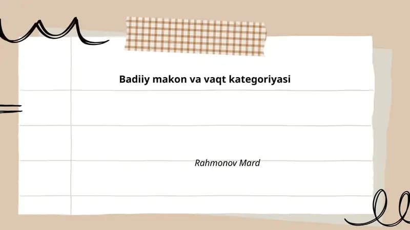 Badiiy makon va vaqt kategoriyasi