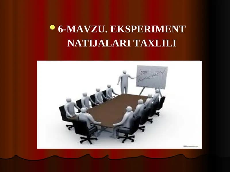EKSPERIMENT NATIJALARI TAXLILI