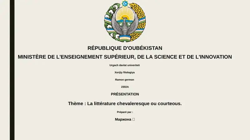 La littérature chevaleresque ou courteous