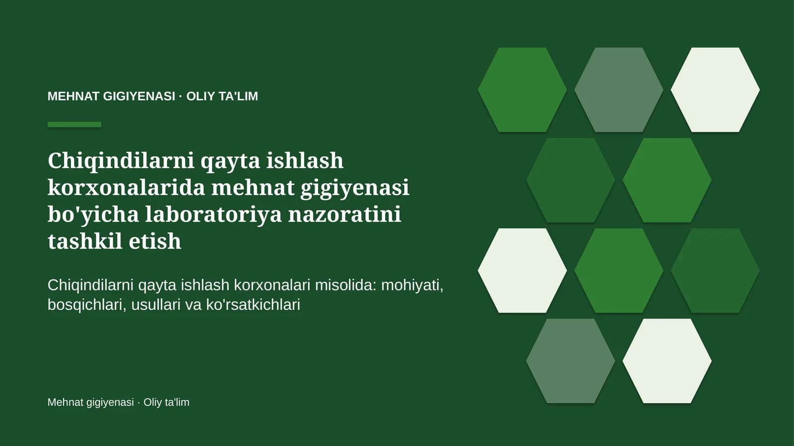 Mehnat gigiyenasi · Oliy ta'lim