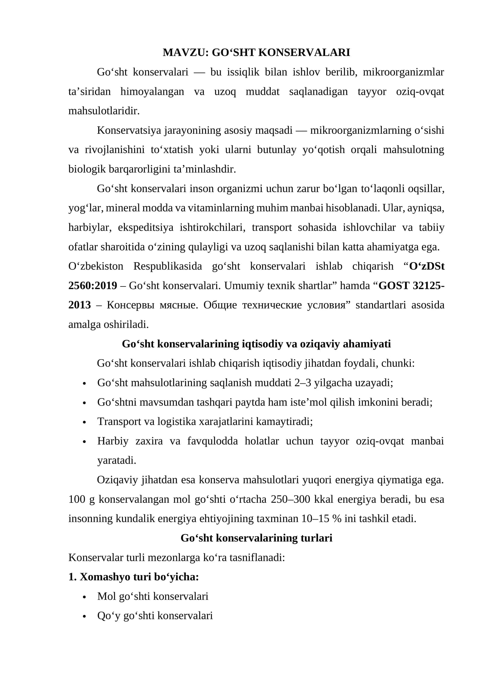 GO‘SHT KONSERVALARI