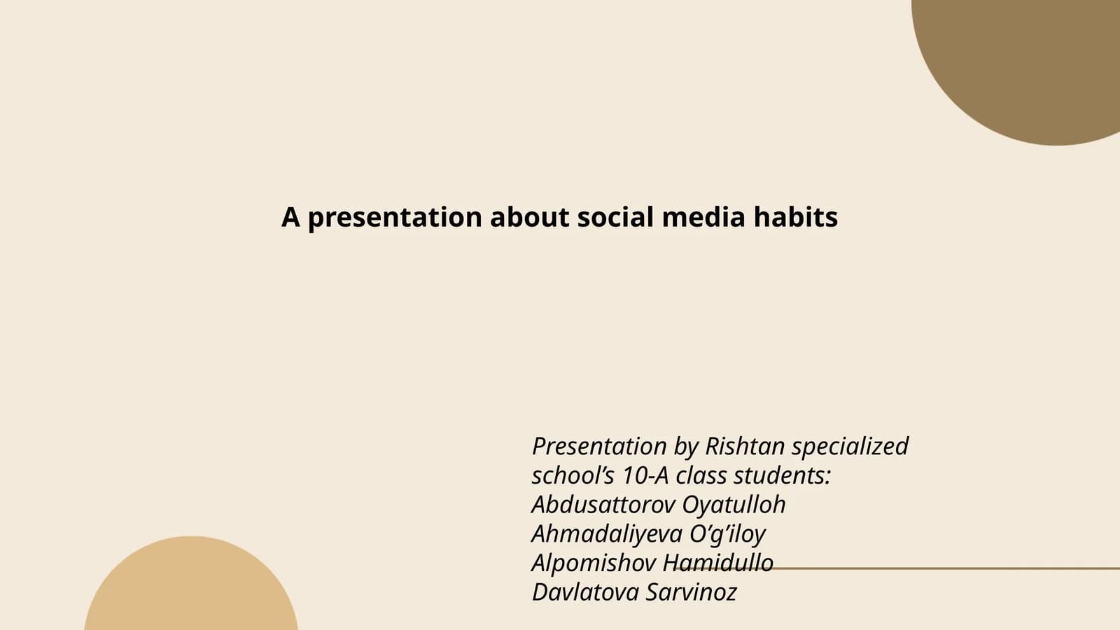 Presentation about social media habits