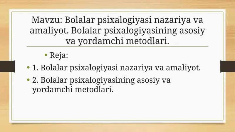 Bolalar psixalogiyasi nazariya va amaliyot