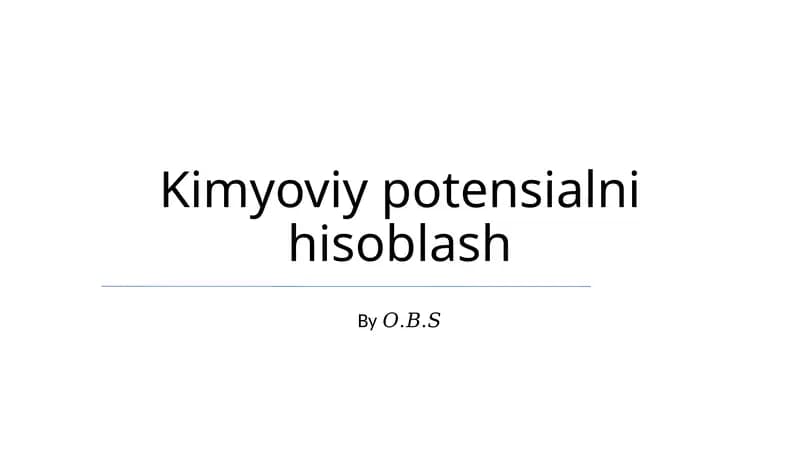 Kimyoviy potensialni hisoblash