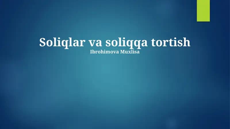 Soliqlar va soliqqa tortish