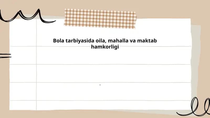 Mahalla, Oilaviy va Maktab Hamkorligi