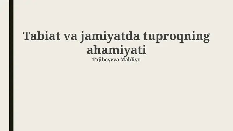 Tuproqning ahamiyati