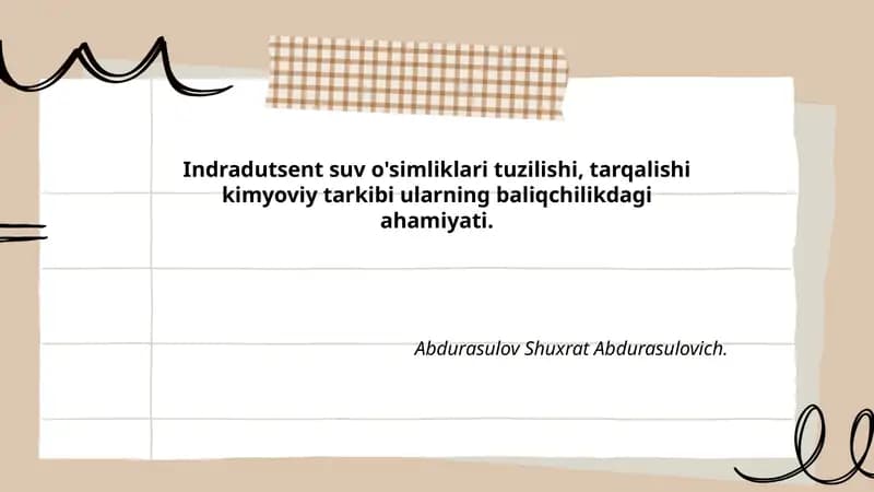 Indradutsent suv o'simliklari tuzilishi