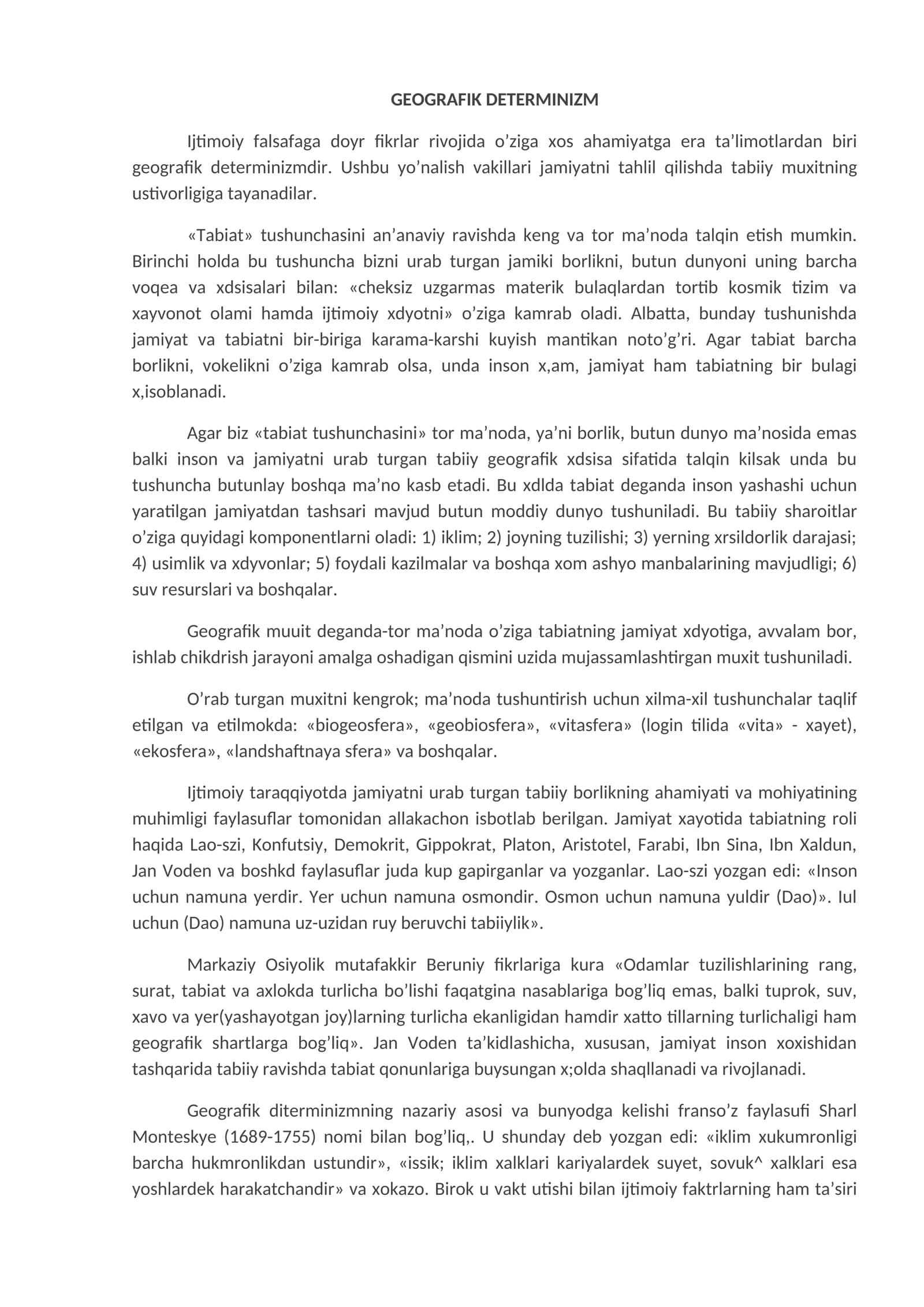 GEOGRAFIK DETERMINIZM