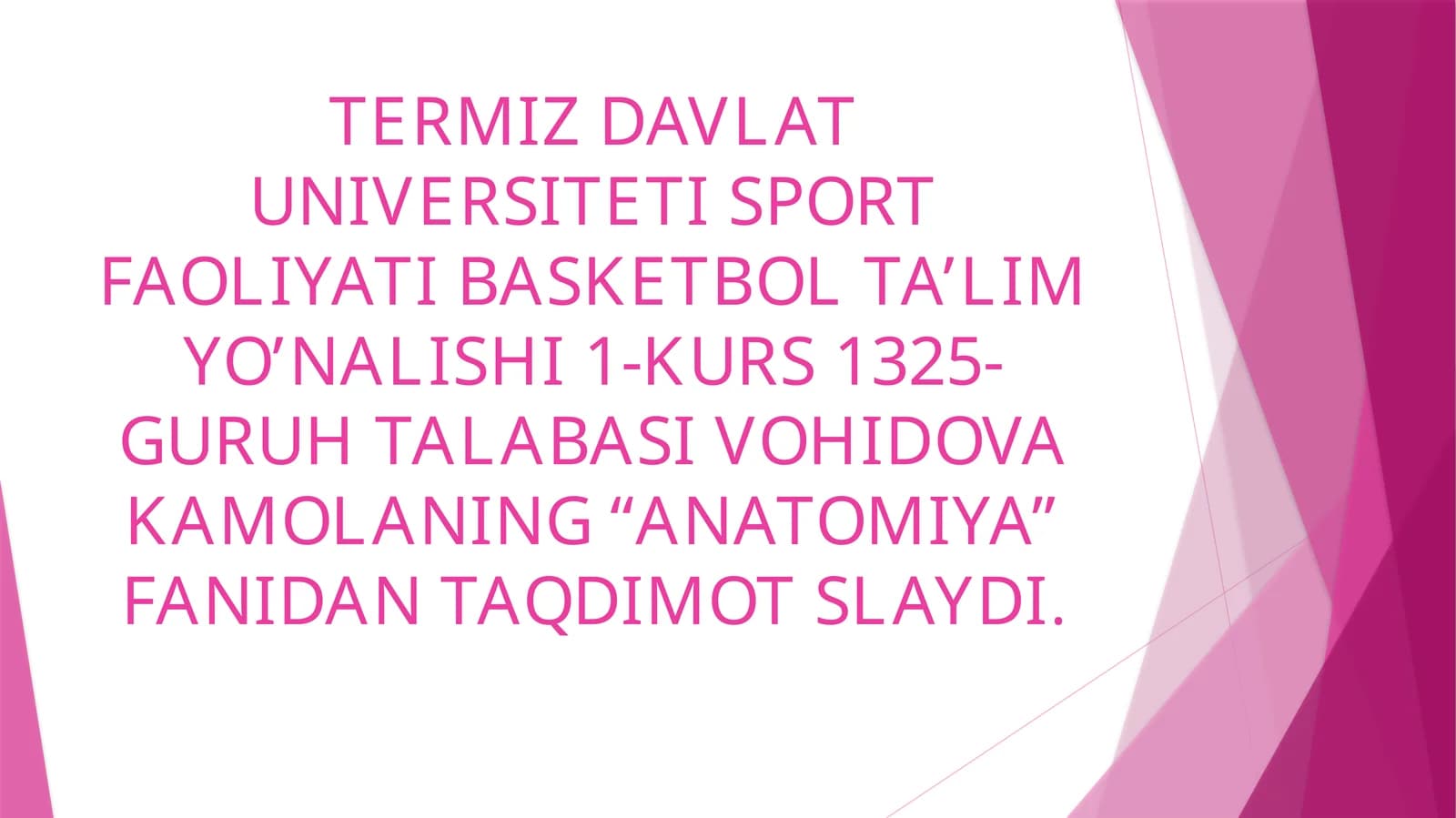 "ANATOMIYA" fanidan taqdimot slaydi