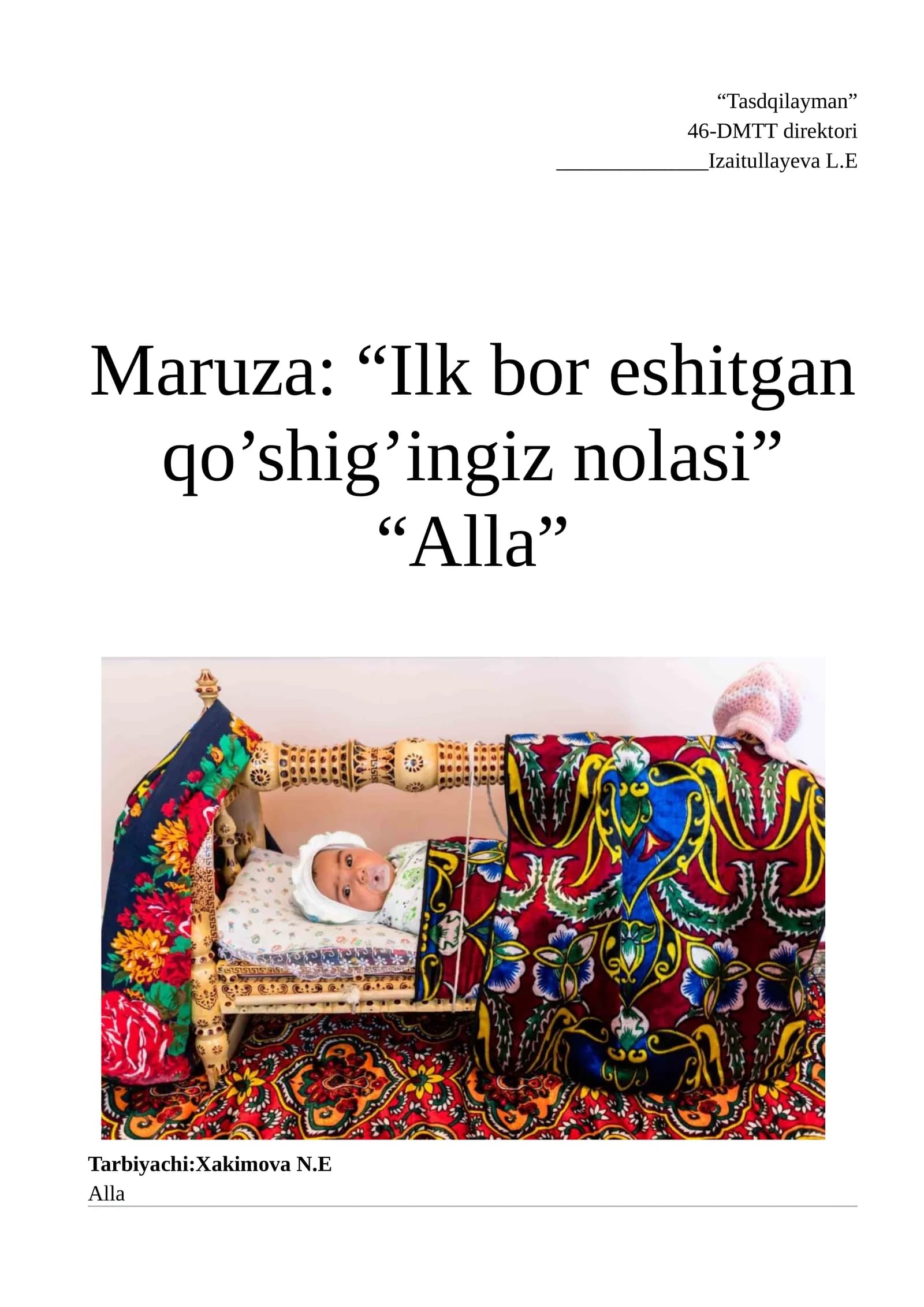 Mavzu: "Alla"