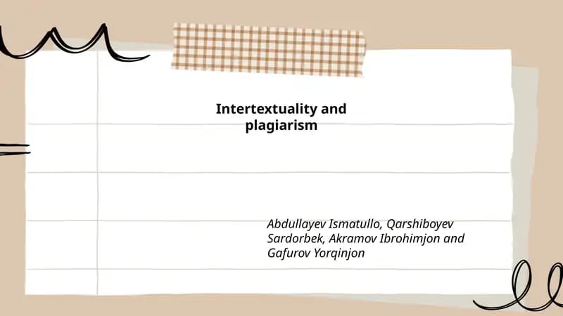 Intertextuality and Plagiarism