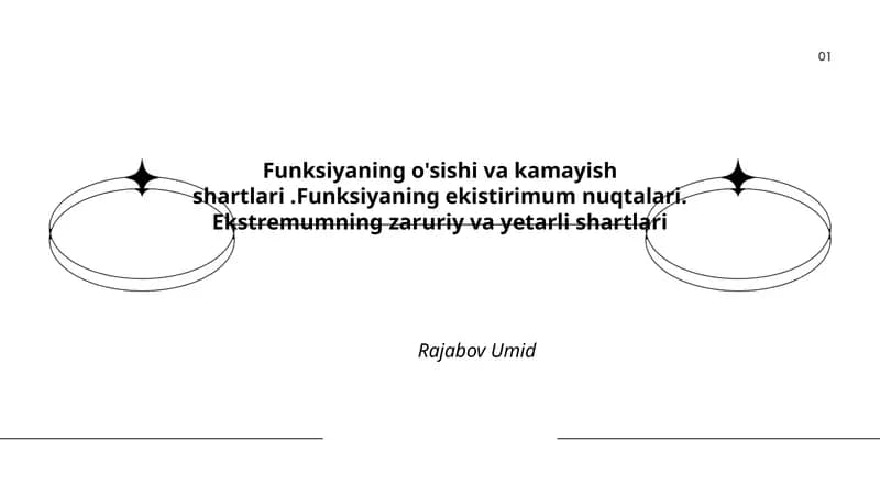Funksiyaning o'sishi va kamayish shartlari