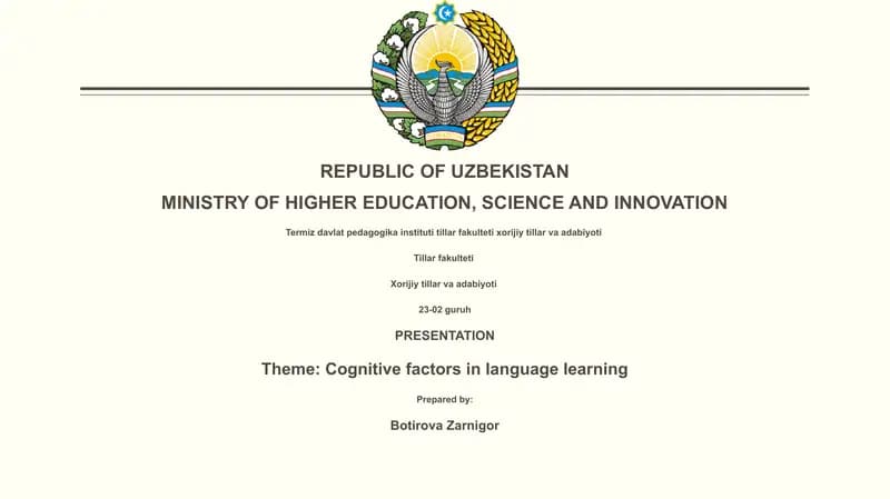 Cognitive factors in language learning