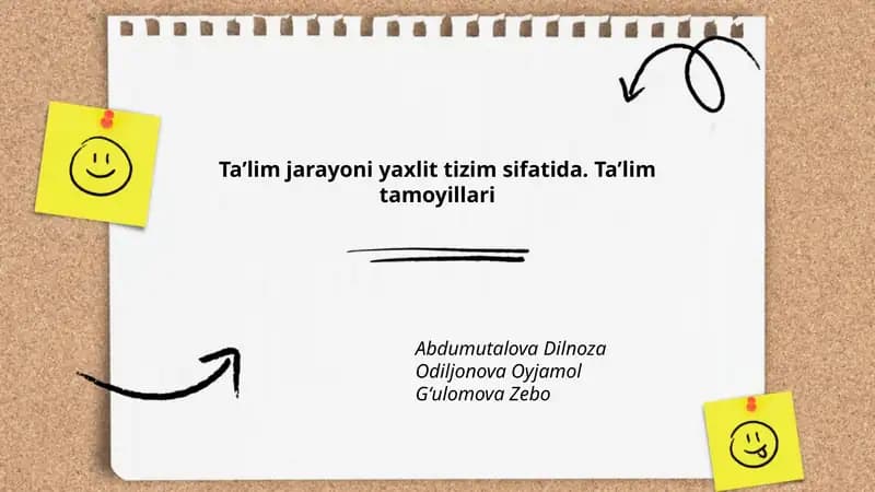 Taʼlim jarayoni yaxlit tizim sifatida