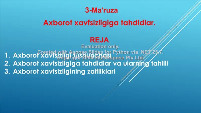 Axborot xavfsizligi tushunchasi