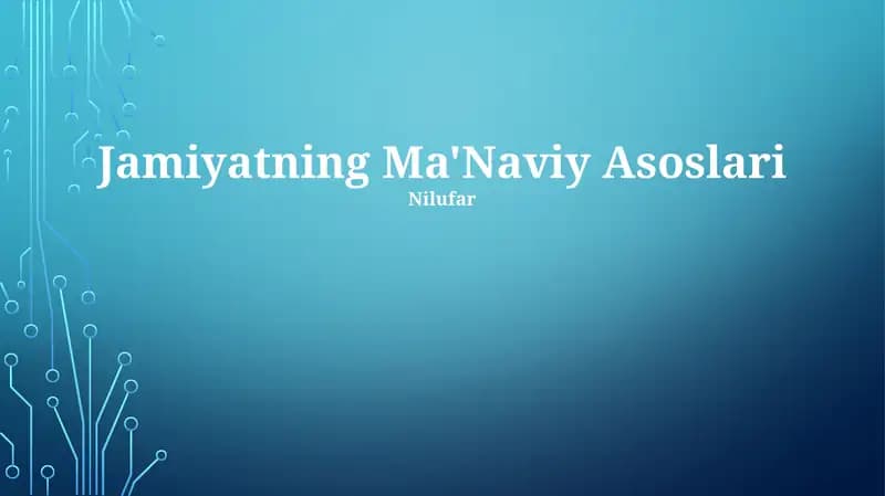 Jamiyatning Ma'Naviy Asoslari