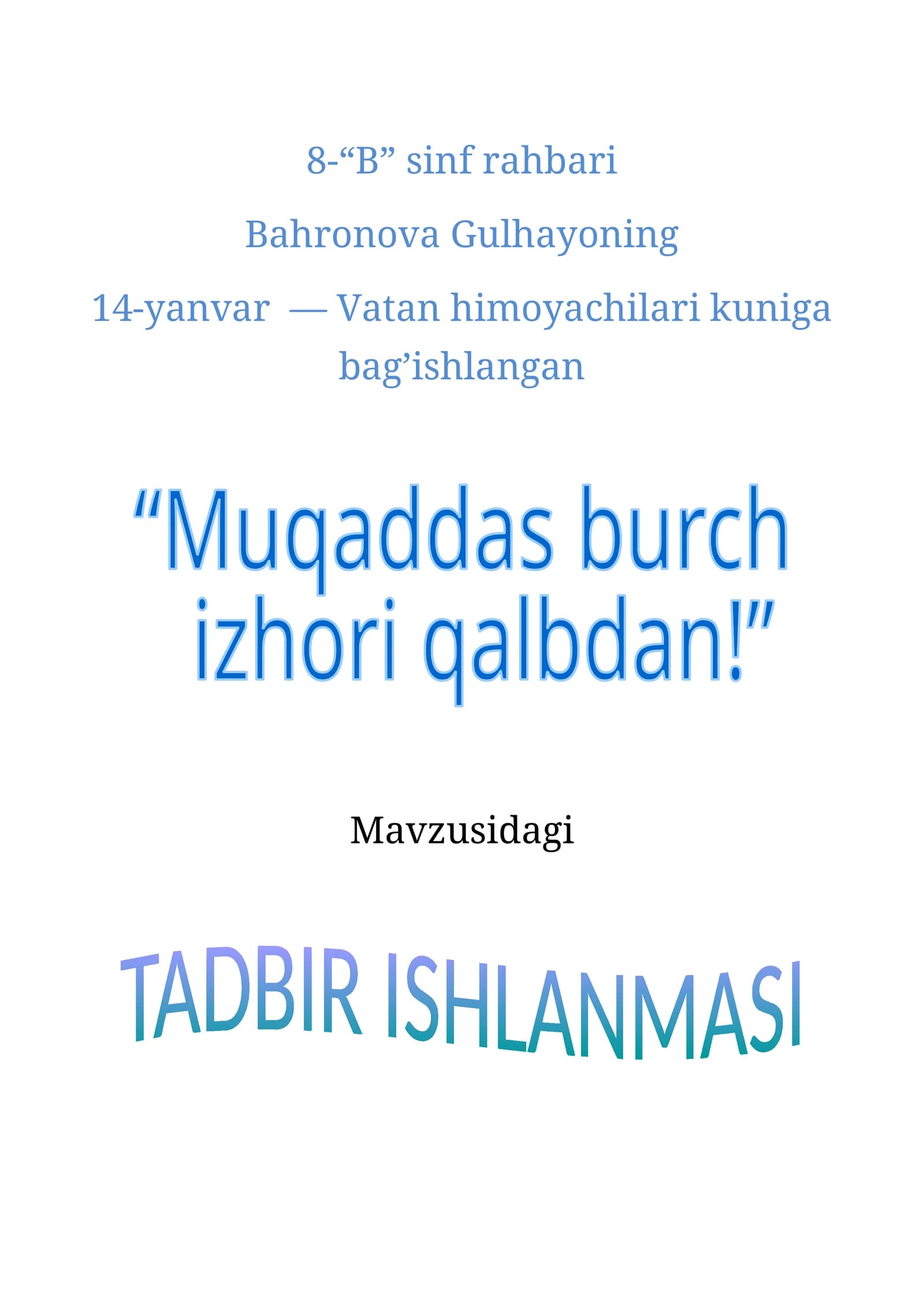 TADBIR ISHLANMASI