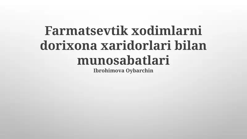Muloqot va xizmat ko'rsatish sifati