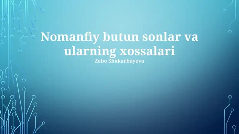 Nomanfiy butun sonlar va ularning xossalari