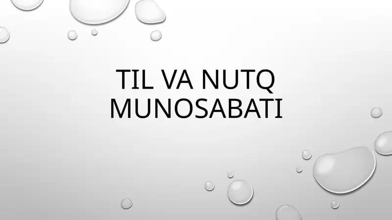 Til va nutq munosabati