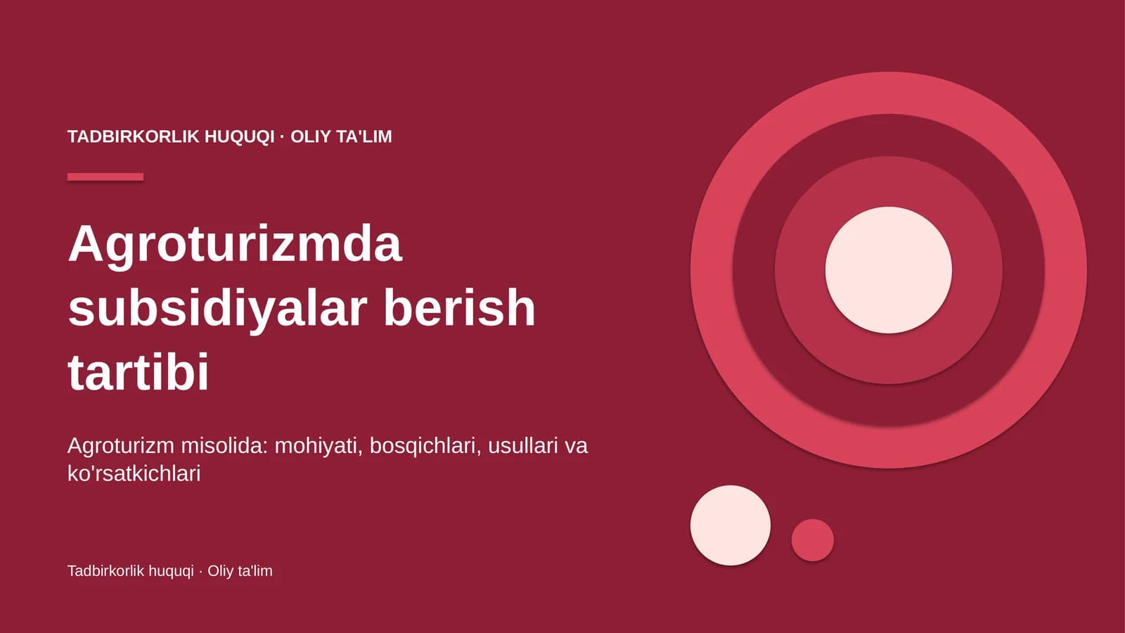 Agroturizmda subsidiyalar berish tartibi
