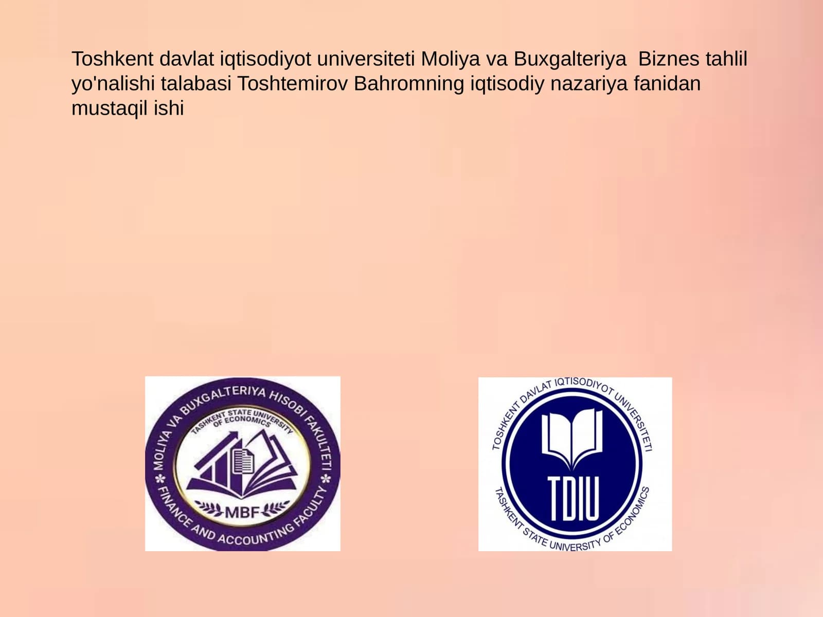 ИҚТИСОДИЁТДА ТОВАР ВА ПУЛ