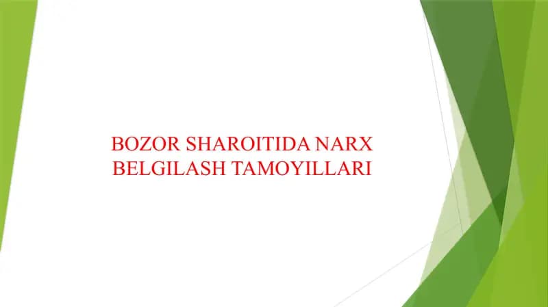 BOZOR SHAROITIDA NARX BELGILASH TAMOYILLARI