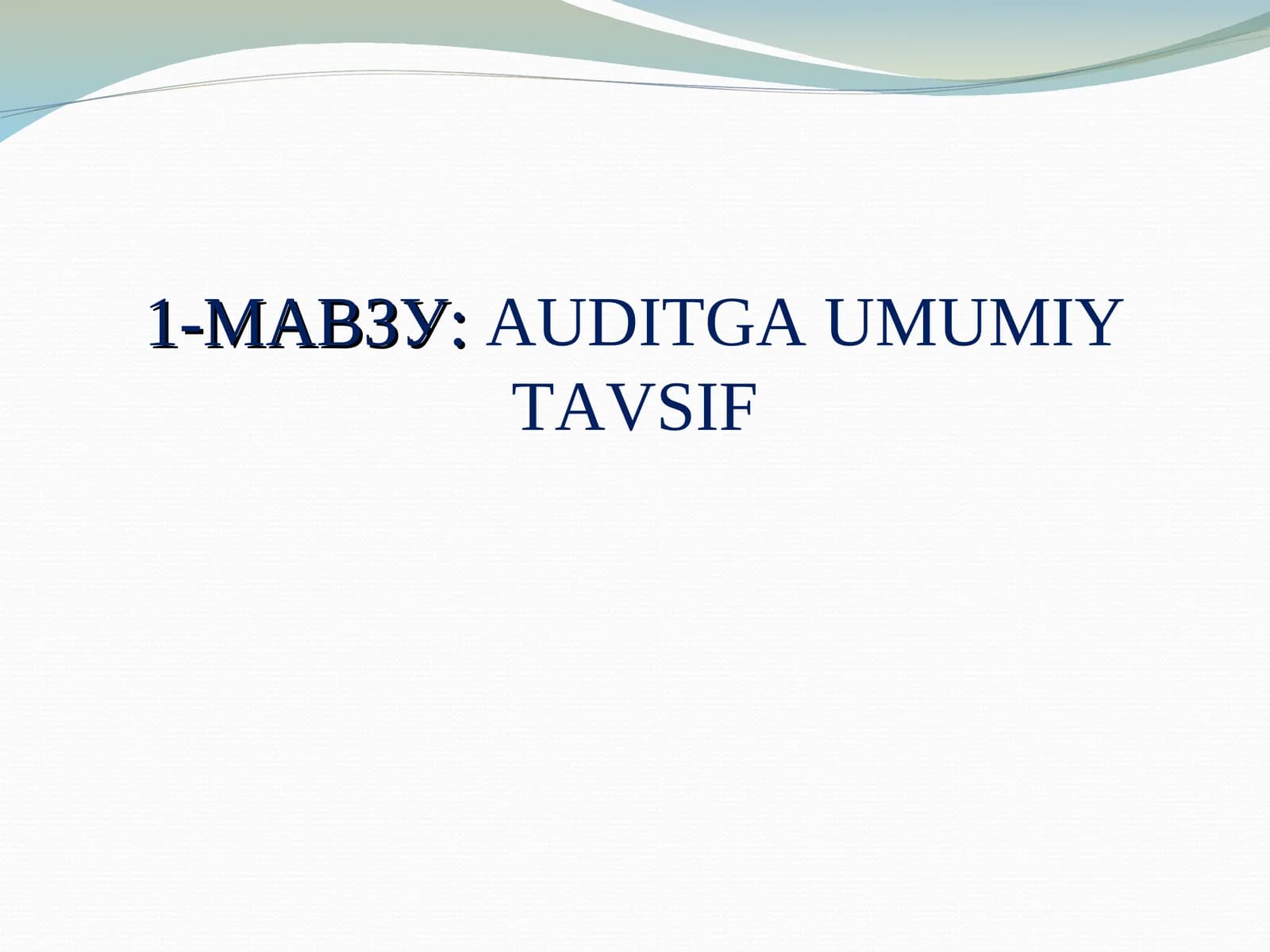 AUDITGA UMUMIY TAVSIF