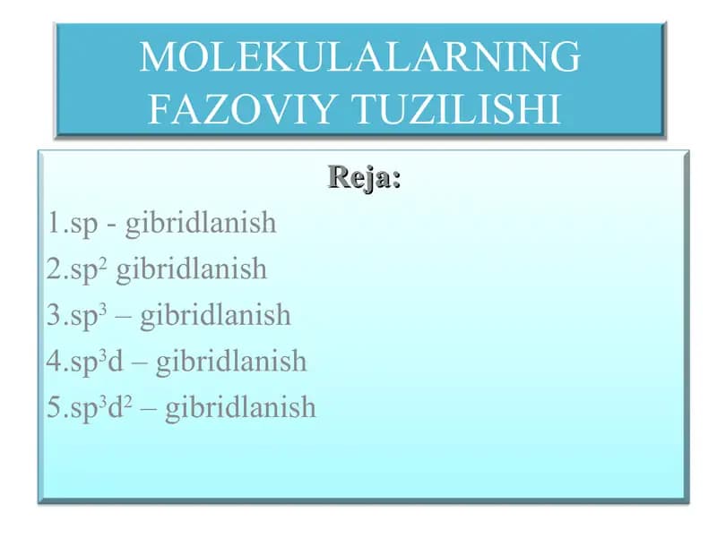 Molekulalarning fazoviy tuzilishi