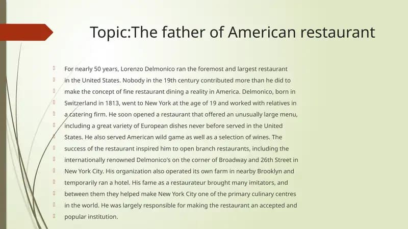 The father of American restaurant