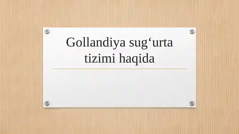 Gollandiya sugʻurta tizimi haqida