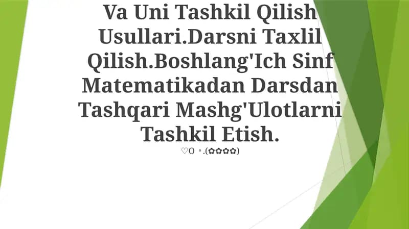 Dars va uning mazmuni