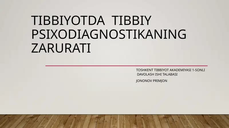 Tibbiy Psixodiagnostika
