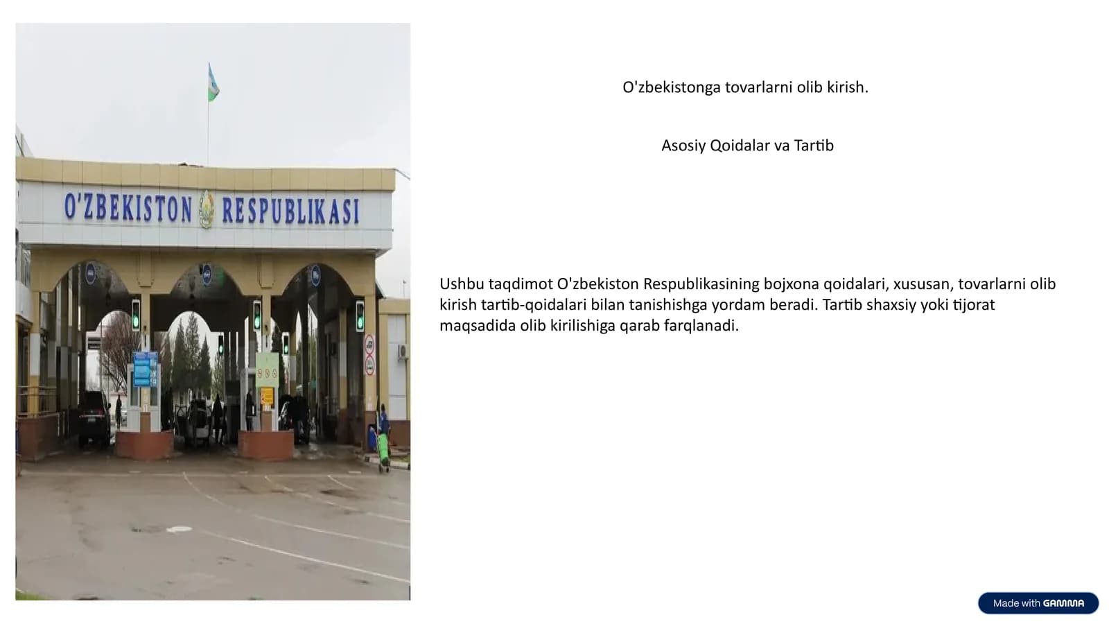 Asosiy Qoidalar va Tartib