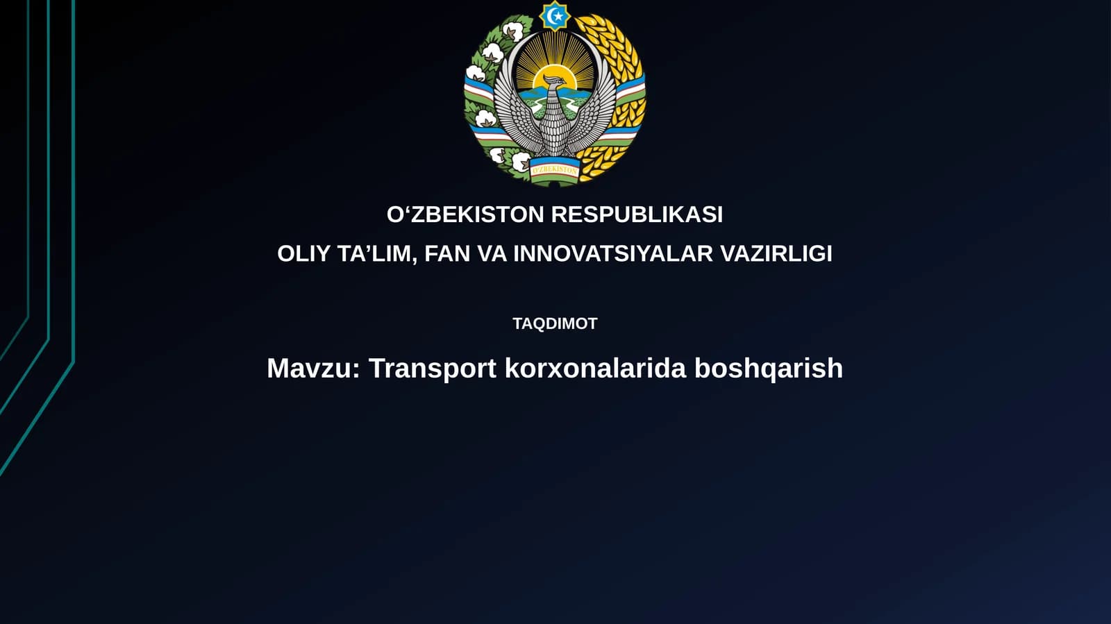 Trаnspоrtkorxonalaridаbоshqаrish