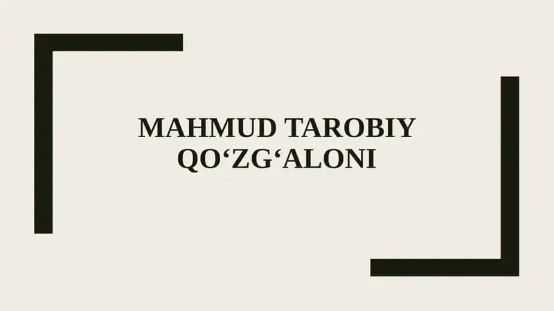 MAHMUD TAROBIY QO‘ZG‘ALONI