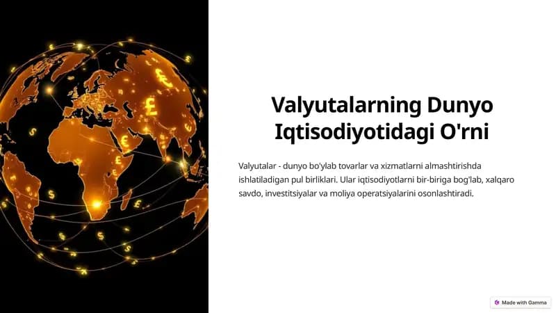 Valyutalarning Dunyo Iqtisodiyotidagi O'rni