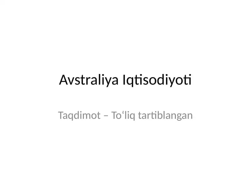 Avstraliya Iqtisodiyoti