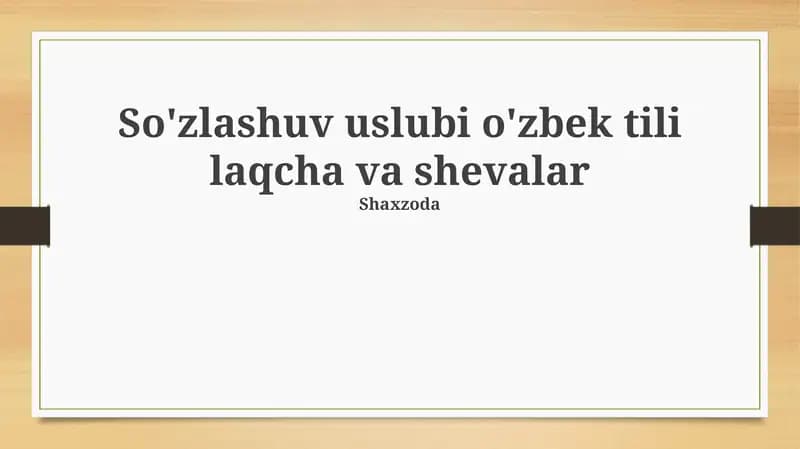 O'zbek tili dialektlari tahlili