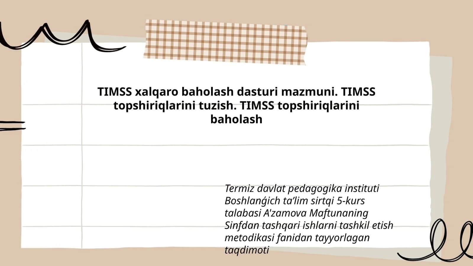 TIMSS xalqaro baholash dasturi mazmuni