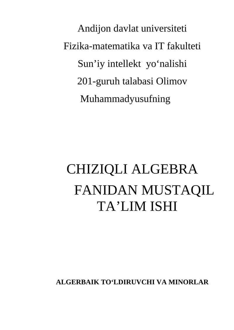 CHIZIQLI ALGEBRA