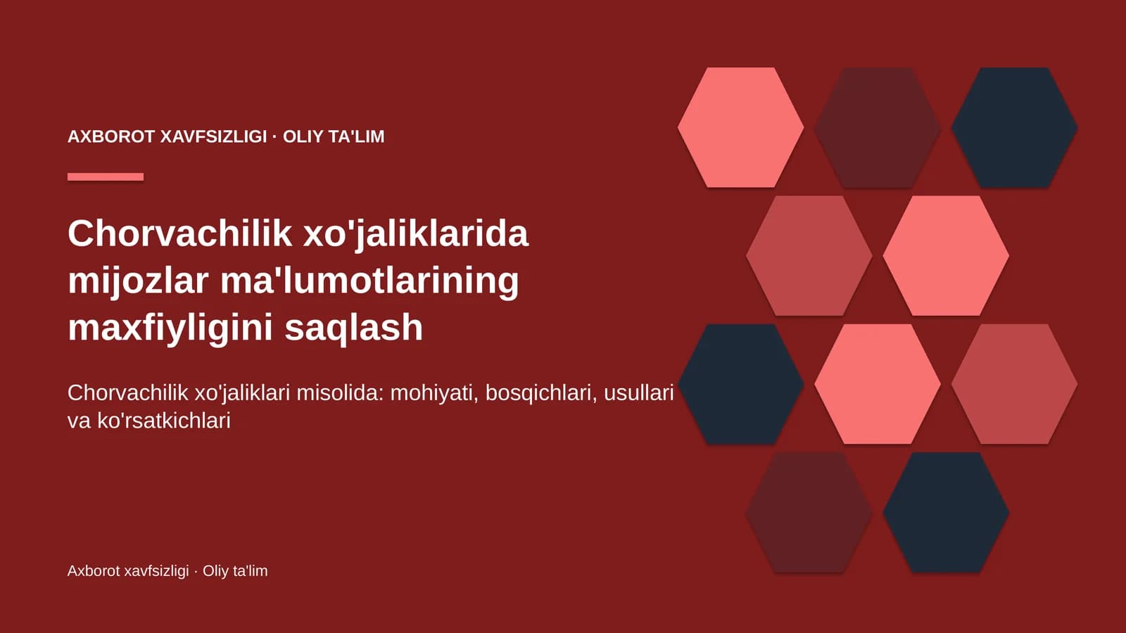 Axborot xavfsizligi · Oliy ta'lim