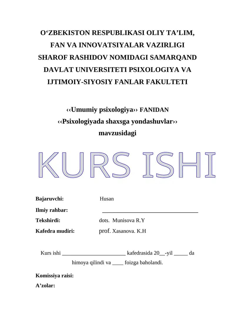 Psixologiyada shaxsga yondashuvlar