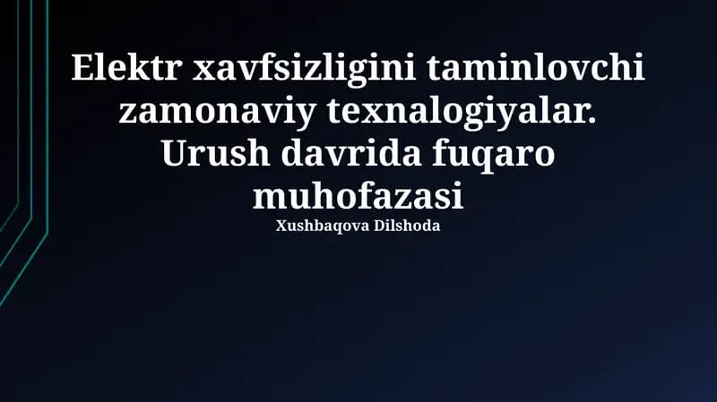 Elektr xavfsizligini ta'minlovchi texnalogiyalar