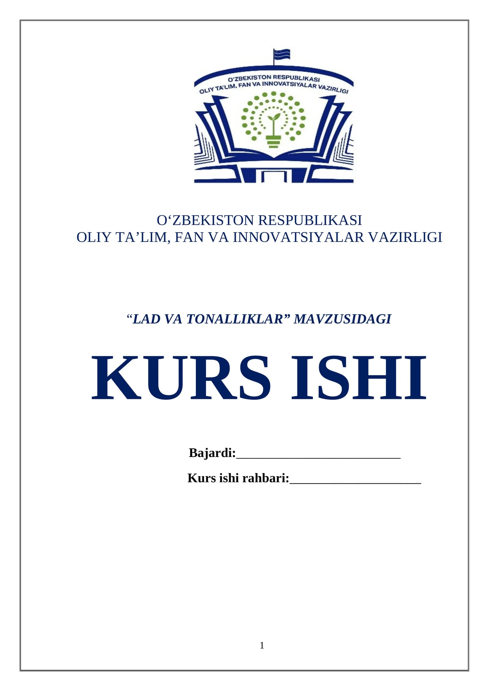 Lad va tonalliklar KURS ISHI