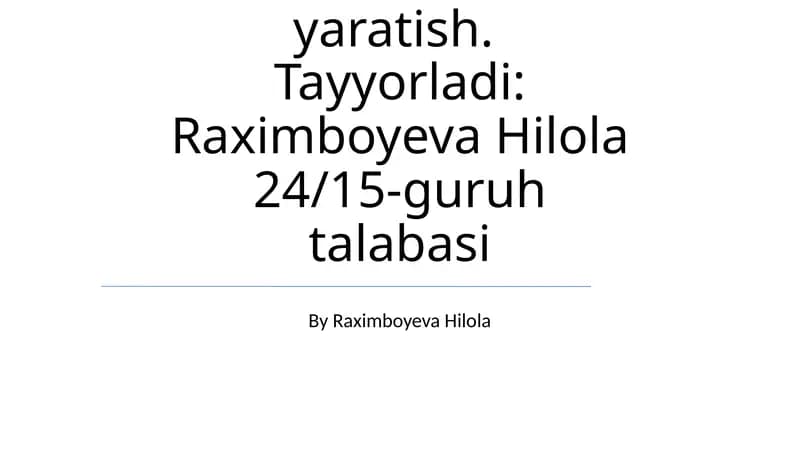 Animatsion lavhalar yaratish
