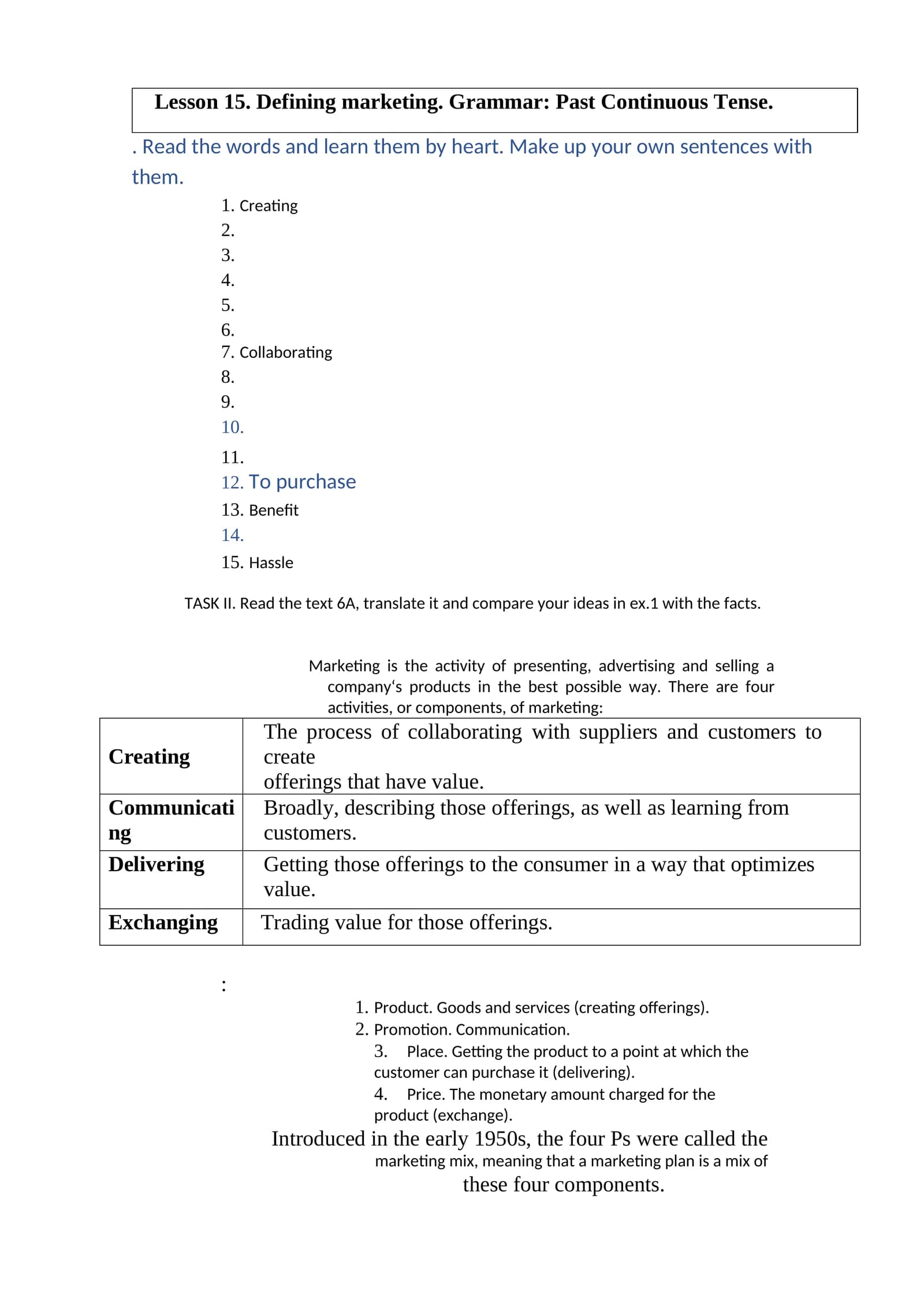 Lesson 15. Defining marketing