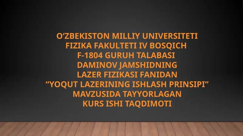 Yoqutlazerining ishlash prinsi