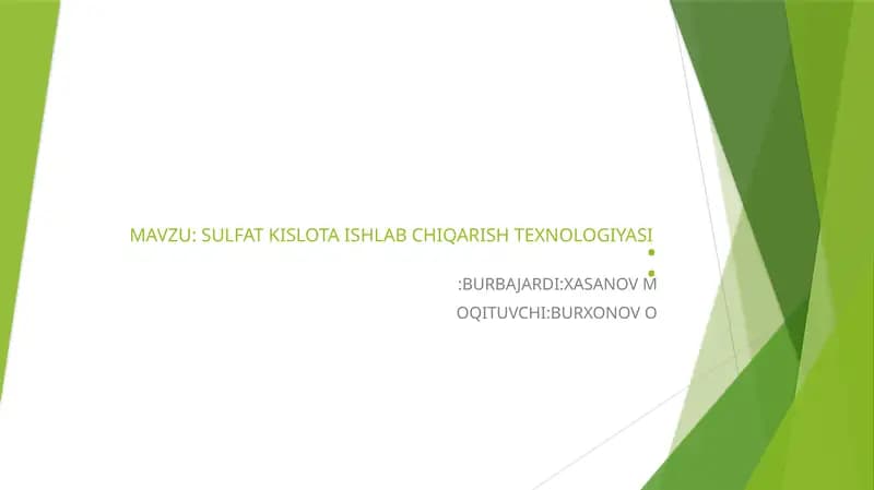 MEZ SULFAT KISLOTA ISHLAB CHIQARISH(2)